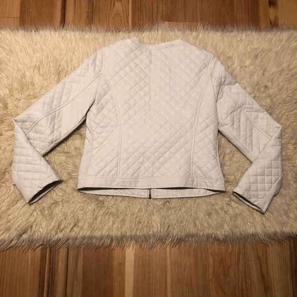 White Faux Leather Vegan Moto Jacket - Picture 6 of 8